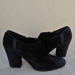 Prada Black Suede Block Heel Ankle Booties Women's Size US 9 EURO 40
